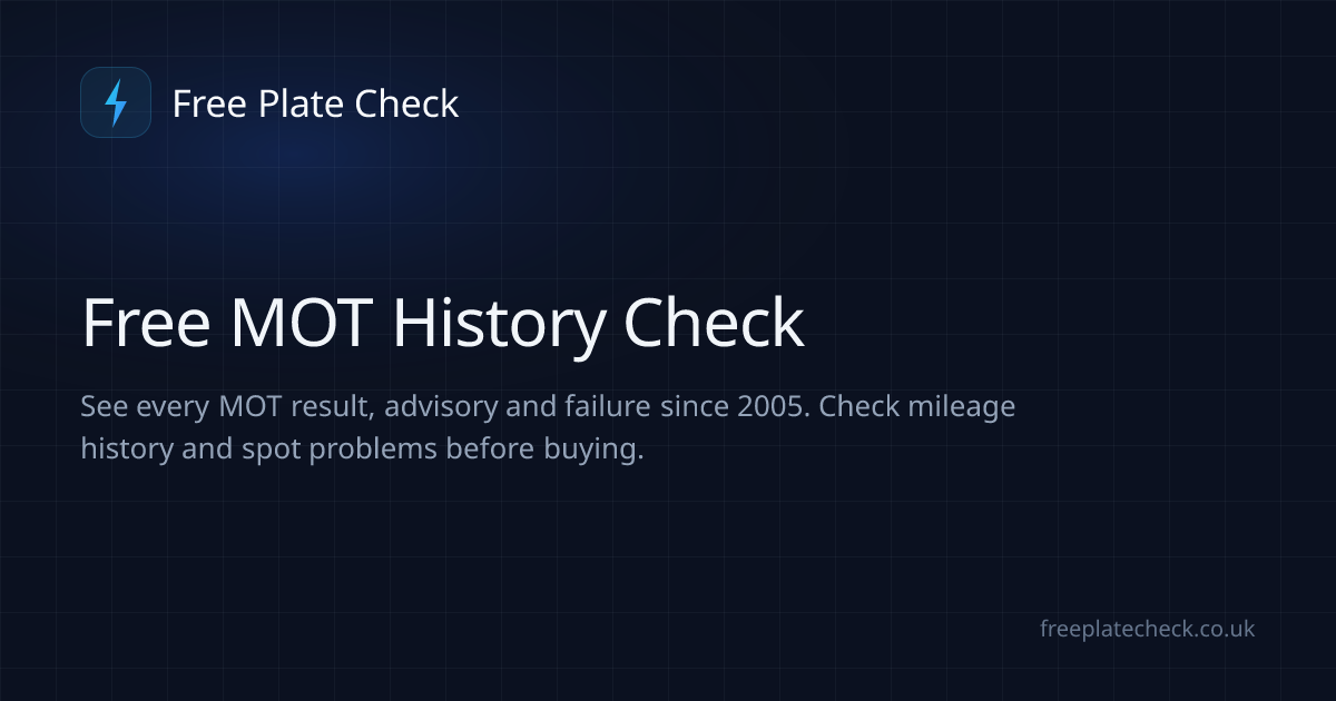 Free MOT History Check 2026 — Full MOT Results | Free Plate Check