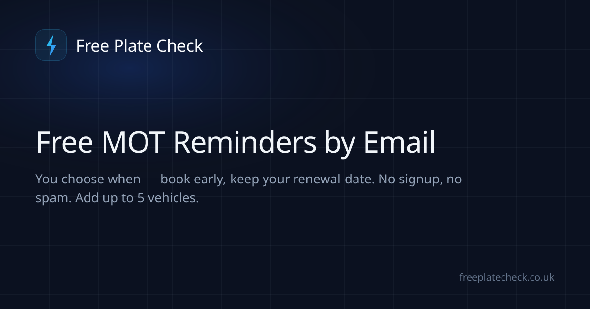Free MOT Reminders by Email — Choose When You're Reminded | Free Plate ...